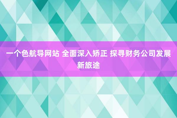 一个色航导网站 全面深入矫正 探寻财务公司发展新旅途