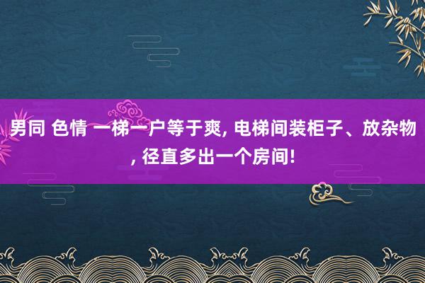男同 色情 一梯一户等于爽, 电梯间装柜子、放杂物, 径直多