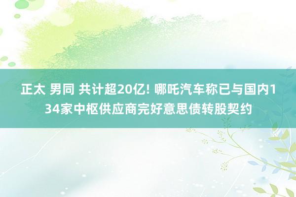 正太 男同 共计超20亿! 哪吒汽车称已与国内134家中枢供