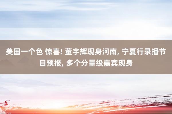 美国一个色 惊喜! 董宇辉现身河南, 宁夏行录播节目预报, 
